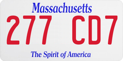 MA license plate 277CD7