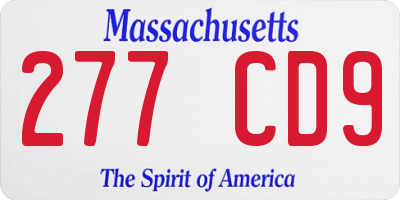 MA license plate 277CD9