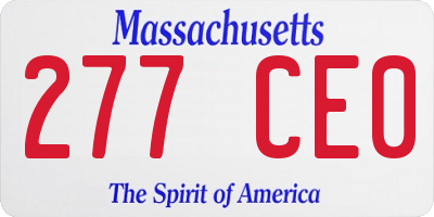 MA license plate 277CE0