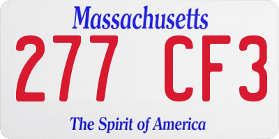 MA license plate 277CF3