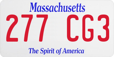 MA license plate 277CG3
