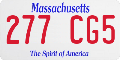 MA license plate 277CG5