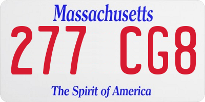MA license plate 277CG8