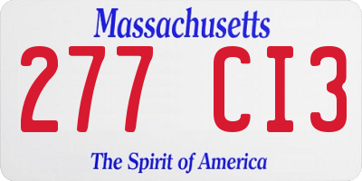 MA license plate 277CI3