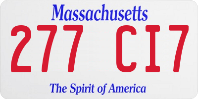 MA license plate 277CI7