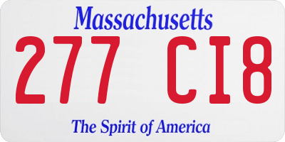 MA license plate 277CI8