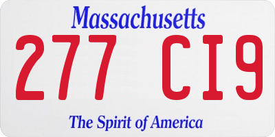 MA license plate 277CI9