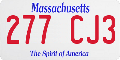 MA license plate 277CJ3