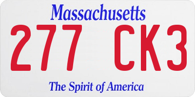 MA license plate 277CK3