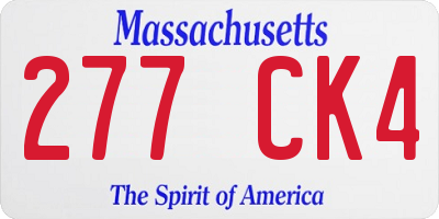 MA license plate 277CK4