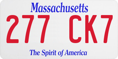 MA license plate 277CK7