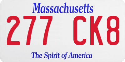 MA license plate 277CK8