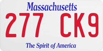 MA license plate 277CK9
