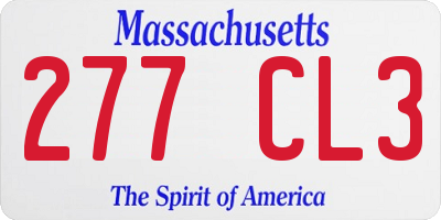 MA license plate 277CL3