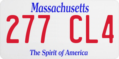 MA license plate 277CL4