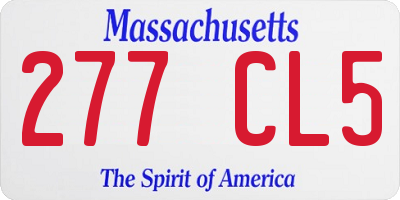 MA license plate 277CL5