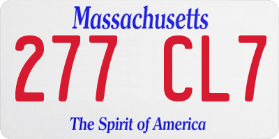 MA license plate 277CL7