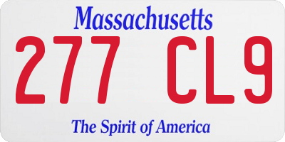 MA license plate 277CL9