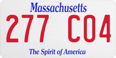 MA license plate 277CO4