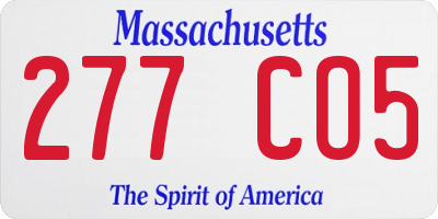 MA license plate 277CO5
