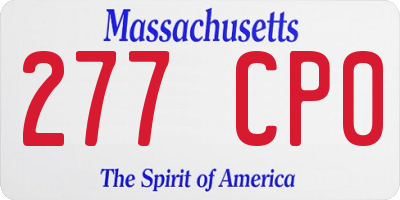 MA license plate 277CP0