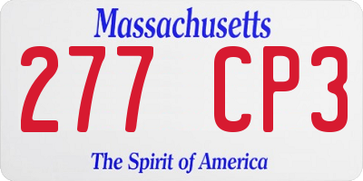 MA license plate 277CP3