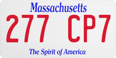 MA license plate 277CP7