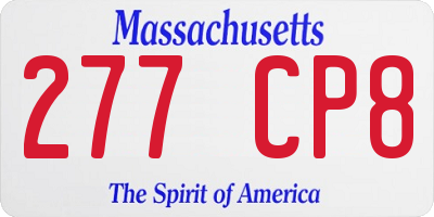 MA license plate 277CP8
