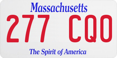 MA license plate 277CQ0