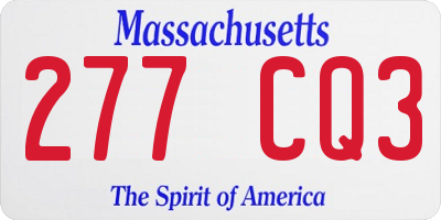 MA license plate 277CQ3