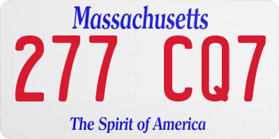 MA license plate 277CQ7