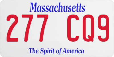 MA license plate 277CQ9