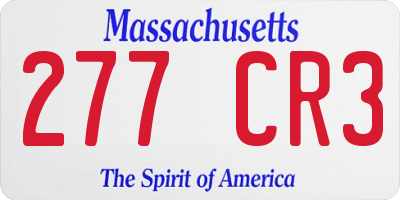 MA license plate 277CR3