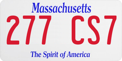 MA license plate 277CS7