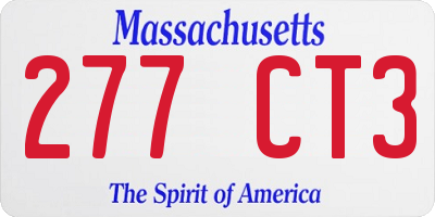 MA license plate 277CT3