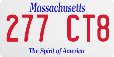 MA license plate 277CT8