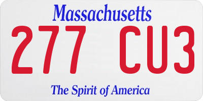 MA license plate 277CU3