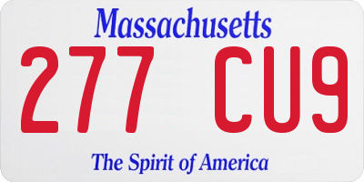MA license plate 277CU9