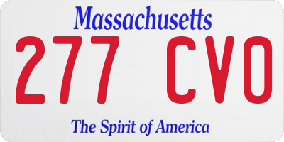 MA license plate 277CV0
