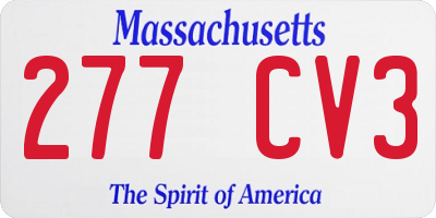 MA license plate 277CV3