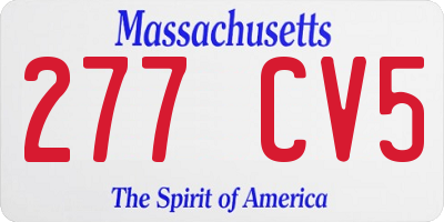 MA license plate 277CV5