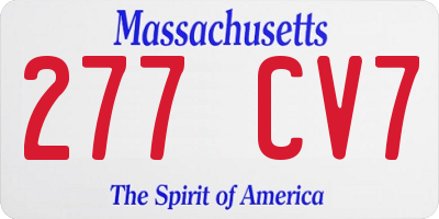 MA license plate 277CV7