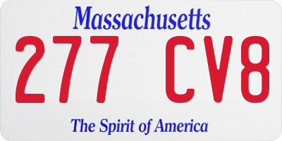 MA license plate 277CV8