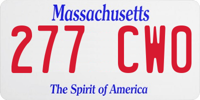 MA license plate 277CW0