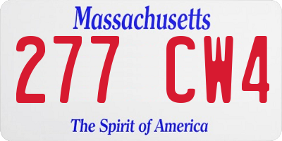 MA license plate 277CW4