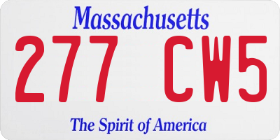MA license plate 277CW5