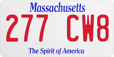 MA license plate 277CW8