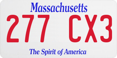 MA license plate 277CX3