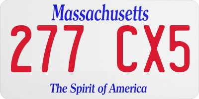 MA license plate 277CX5