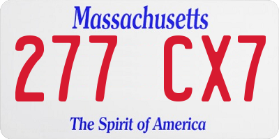 MA license plate 277CX7